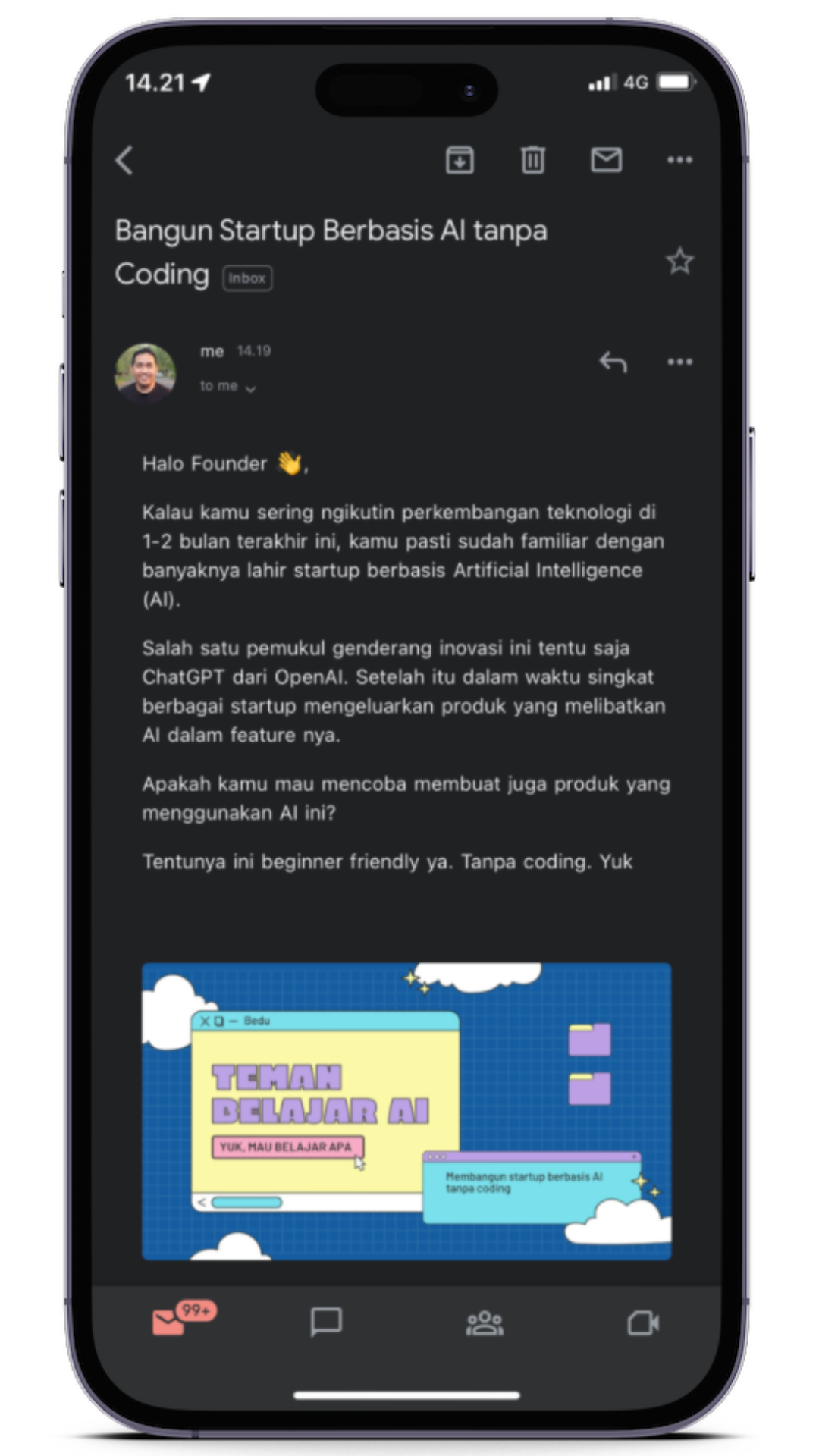 Email screenshot dari Newsletter SekolahStartup #FounderAkhirPekan